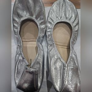 The Storehouse Flats foldable leather silver metallic